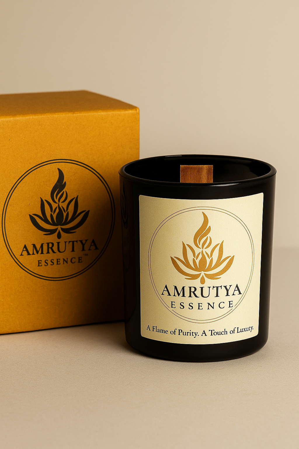 Luxury Black Candle Jar with Wooden Lid