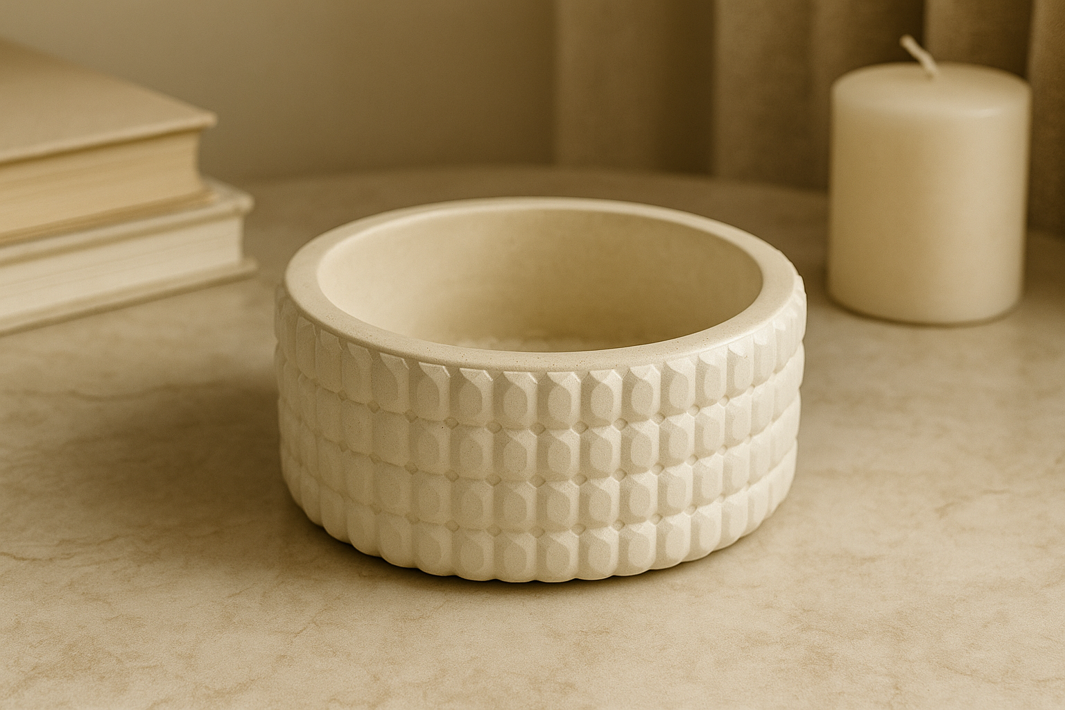 Textured Ceramic Jar – Luxury Décor Accent & Candle Holder