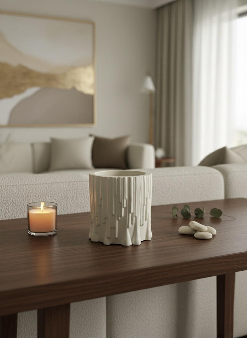 Drip Textured Ceramic Jar – Luxury Multipurpose Décor & Candle Holder