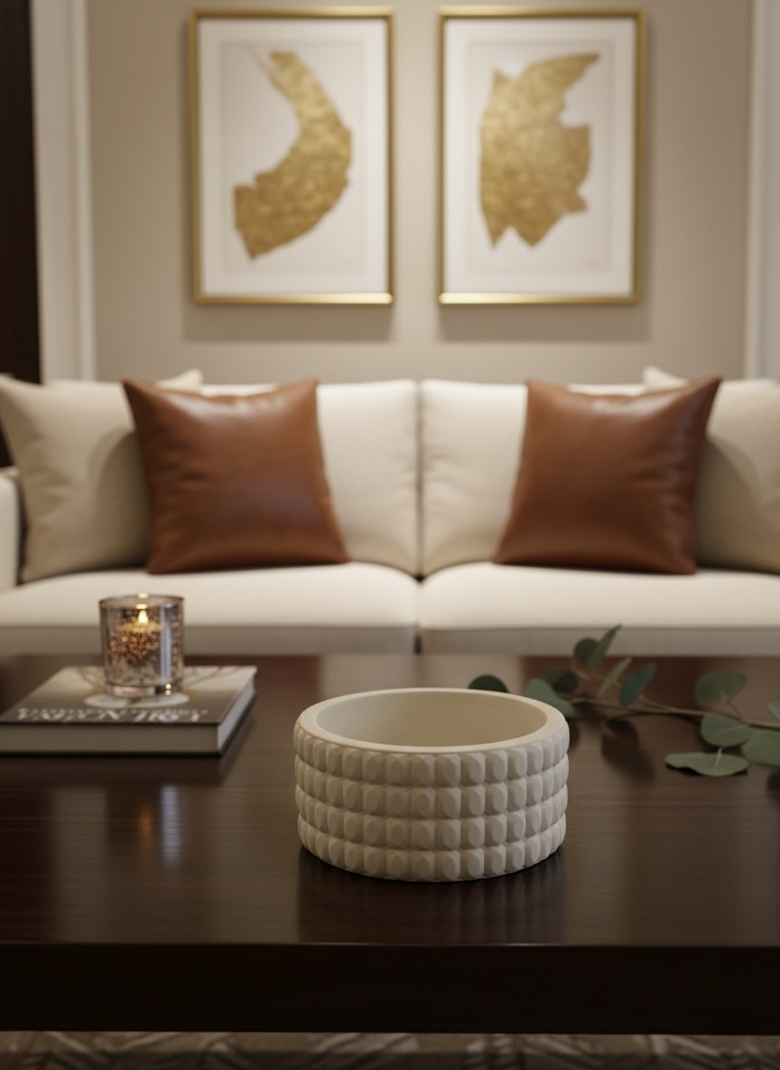 Textured Ceramic Jar – Luxury Décor Accent & Candle Holder