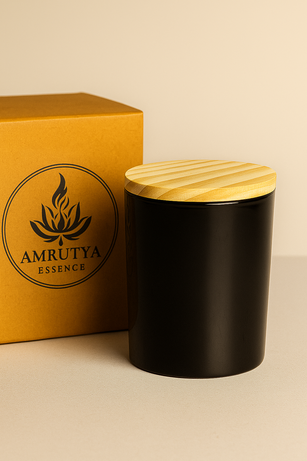 Luxury Black Candle Jar with Wooden Lid