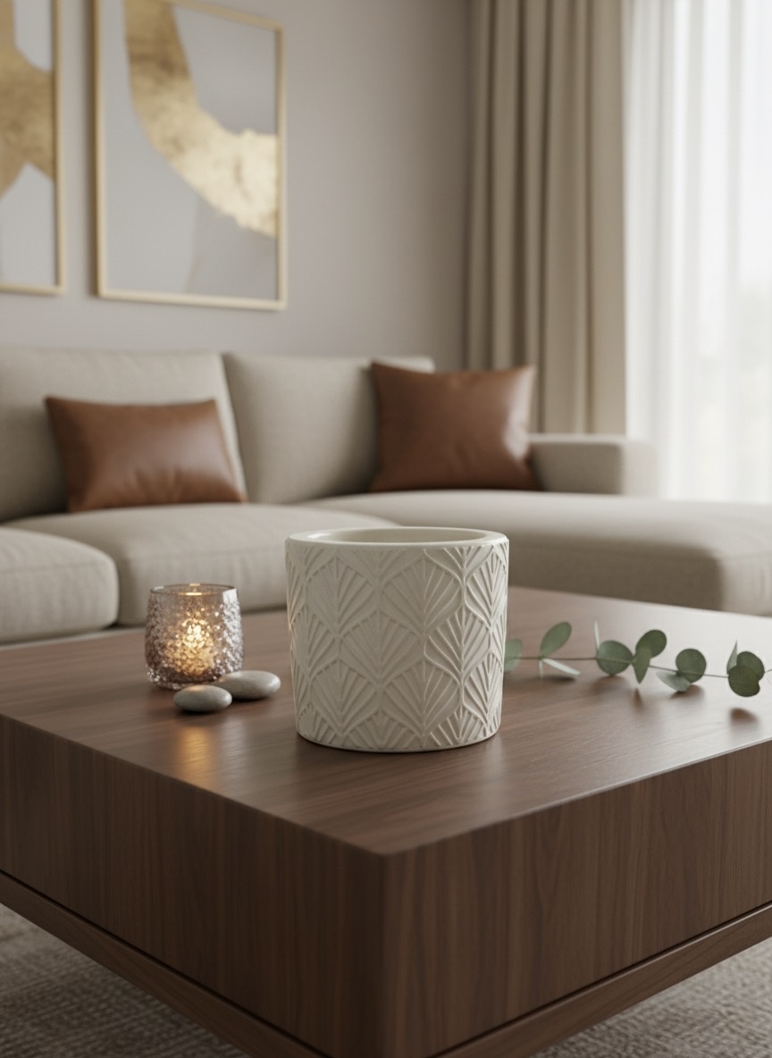 Leaf Motif Ceramic Jar – Luxury Multipurpose Décor & Candle Holder