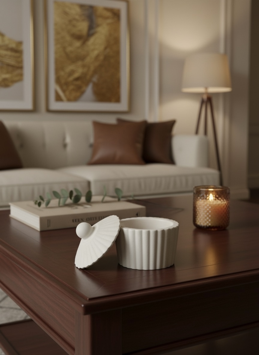 Lidded Ribbed Ceramic Jar – Luxury Multipurpose Décor & Storage