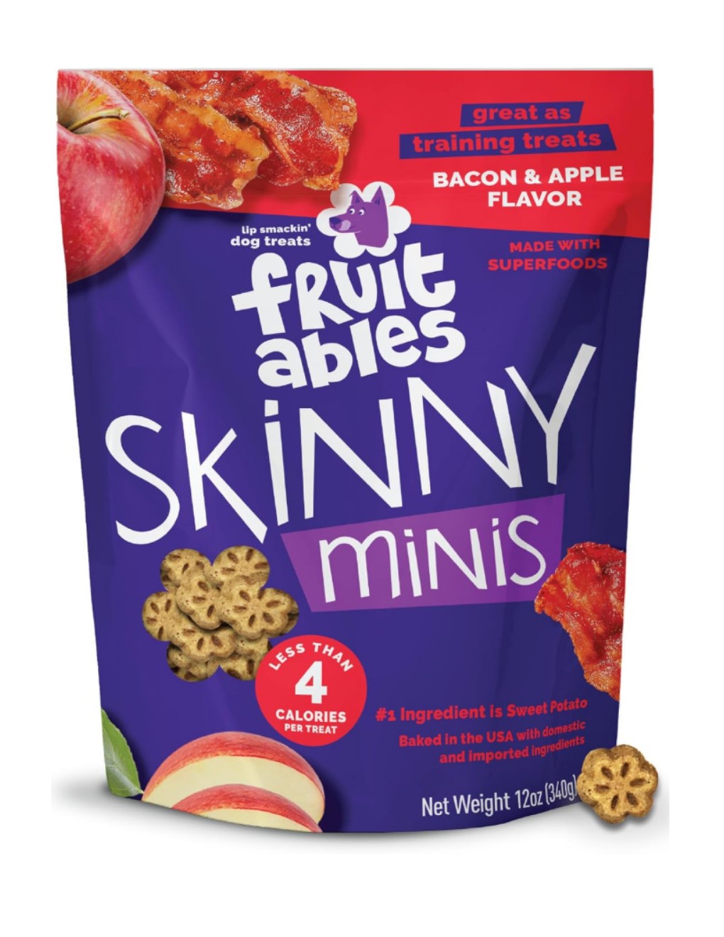 Fruitables Skinny Minis Bacon & Apple Flavor Dog Treats