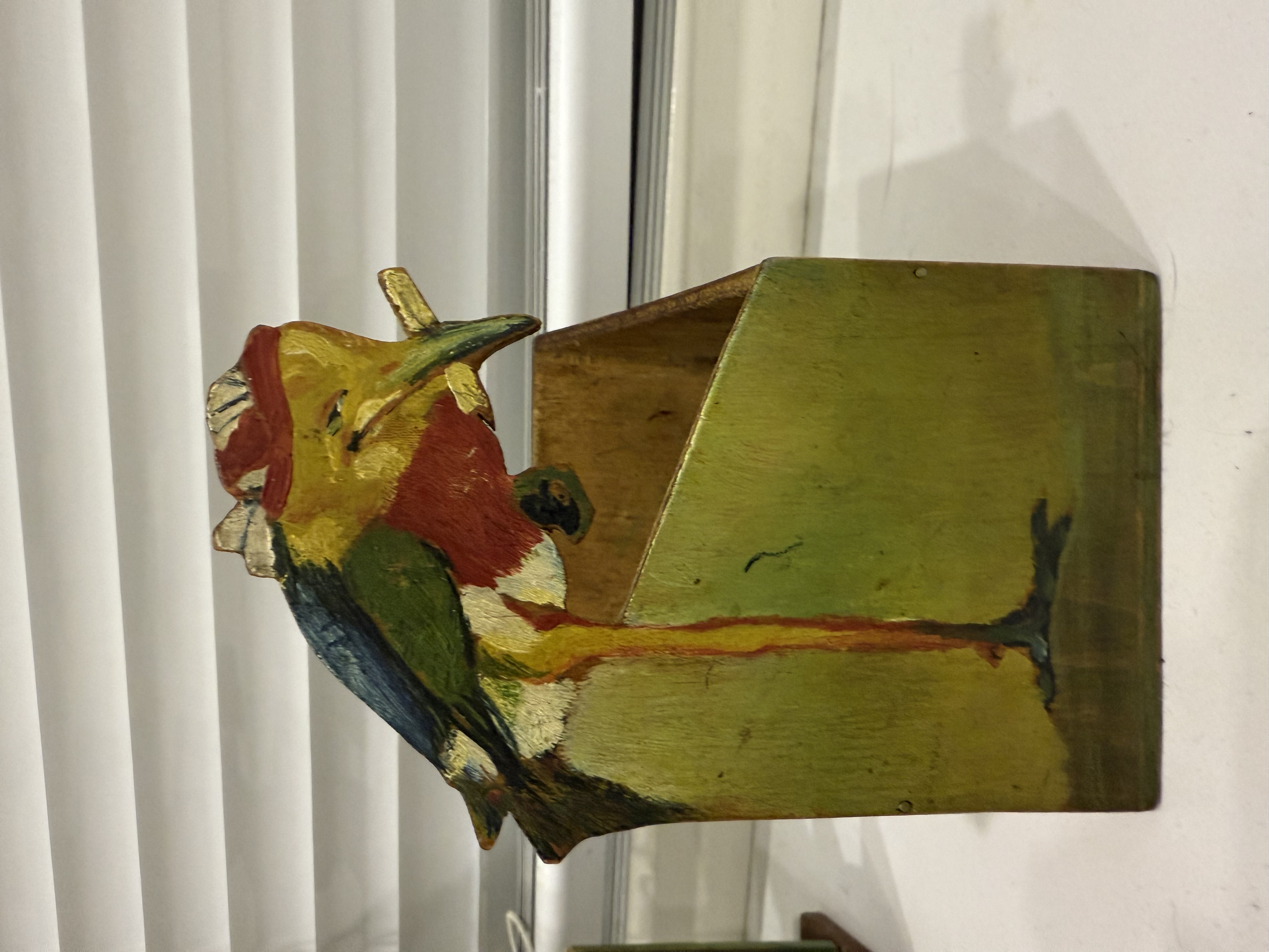 EW Hand Painted Wooden Parrot Box