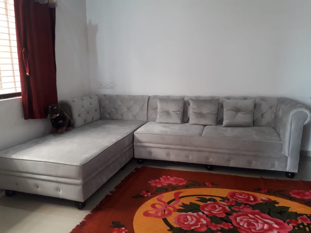 Elegant Grey L-Shaped Sofa