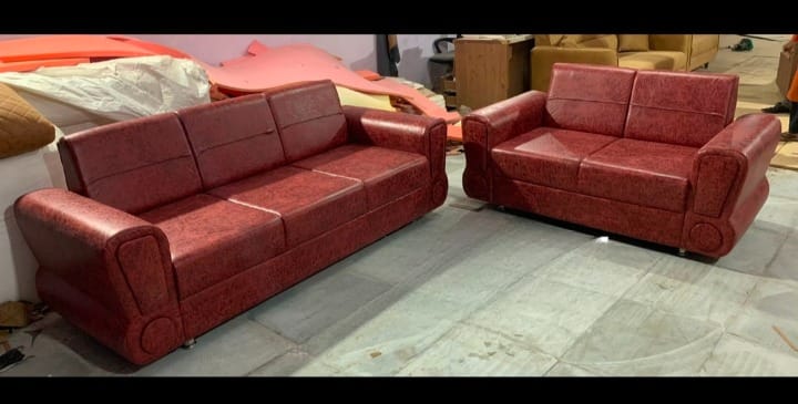 Red Leather Sofa Set