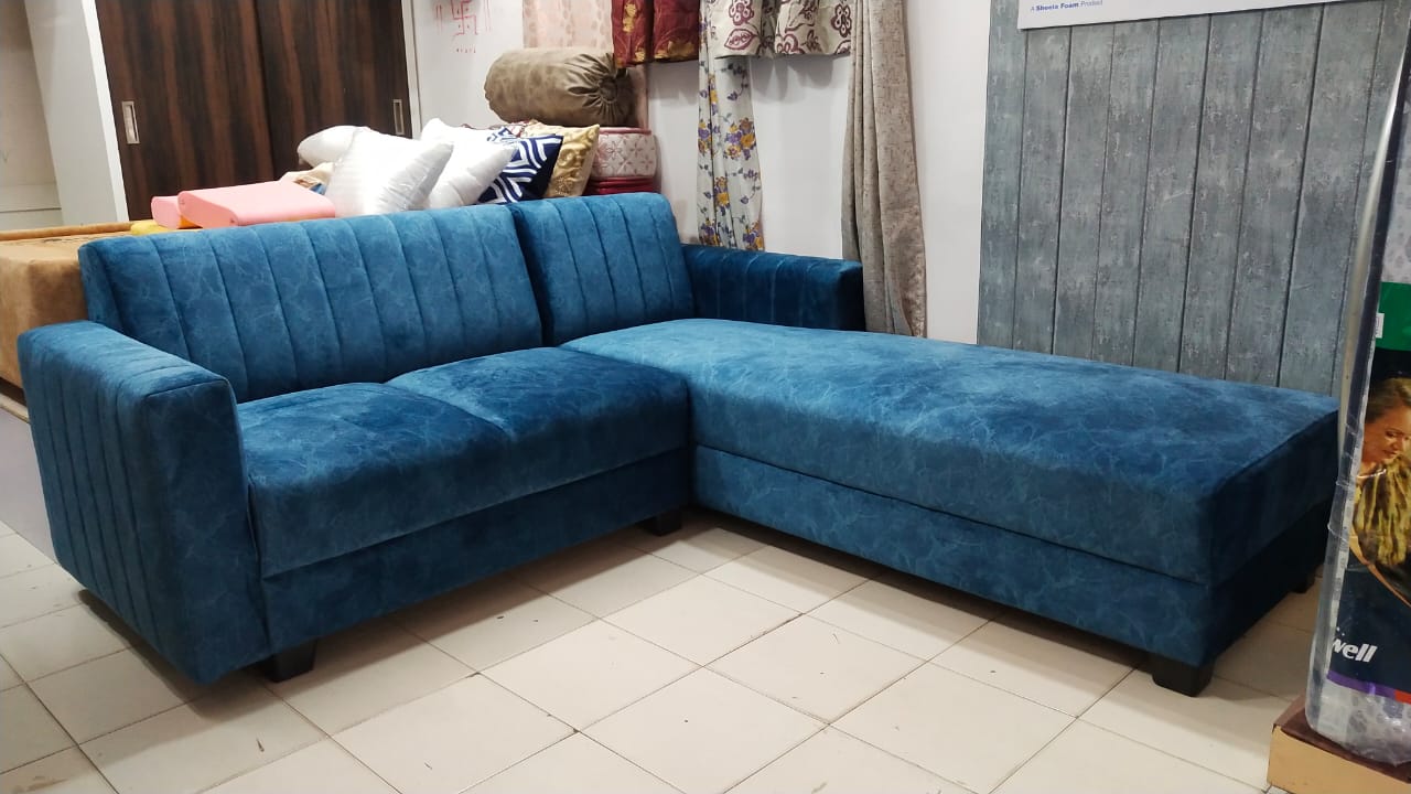 Modern Blue L-Shaped Sofa