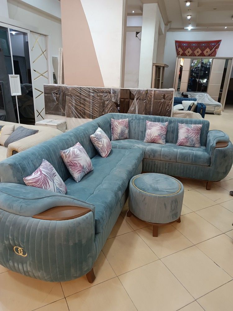 Modern L-Shaped Velvet Sofa Set