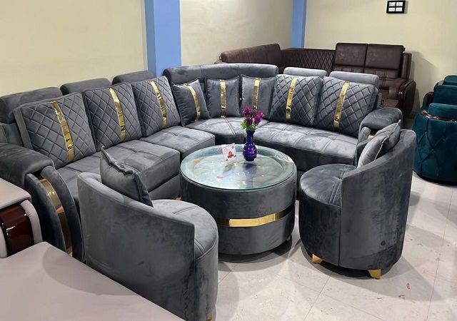 Luxury Grey Sectional Sofa Set