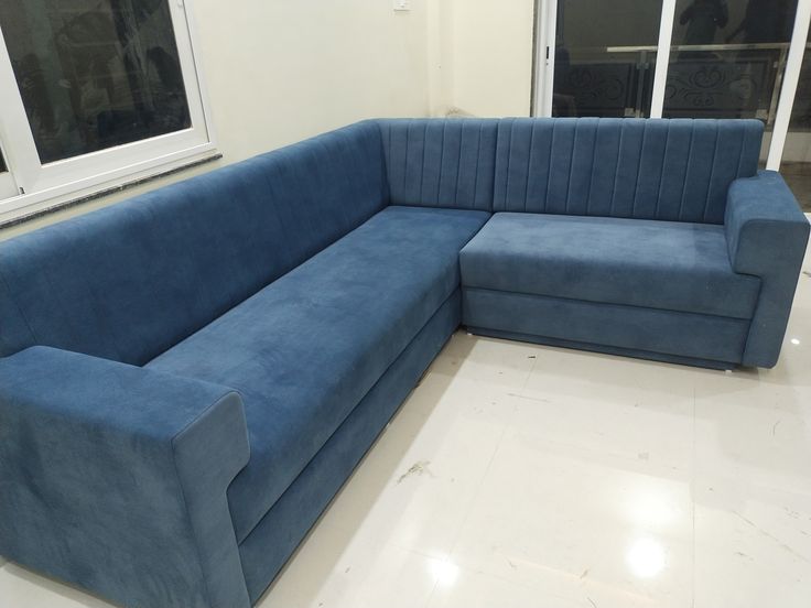 Modern Blue L-Shaped Sofa