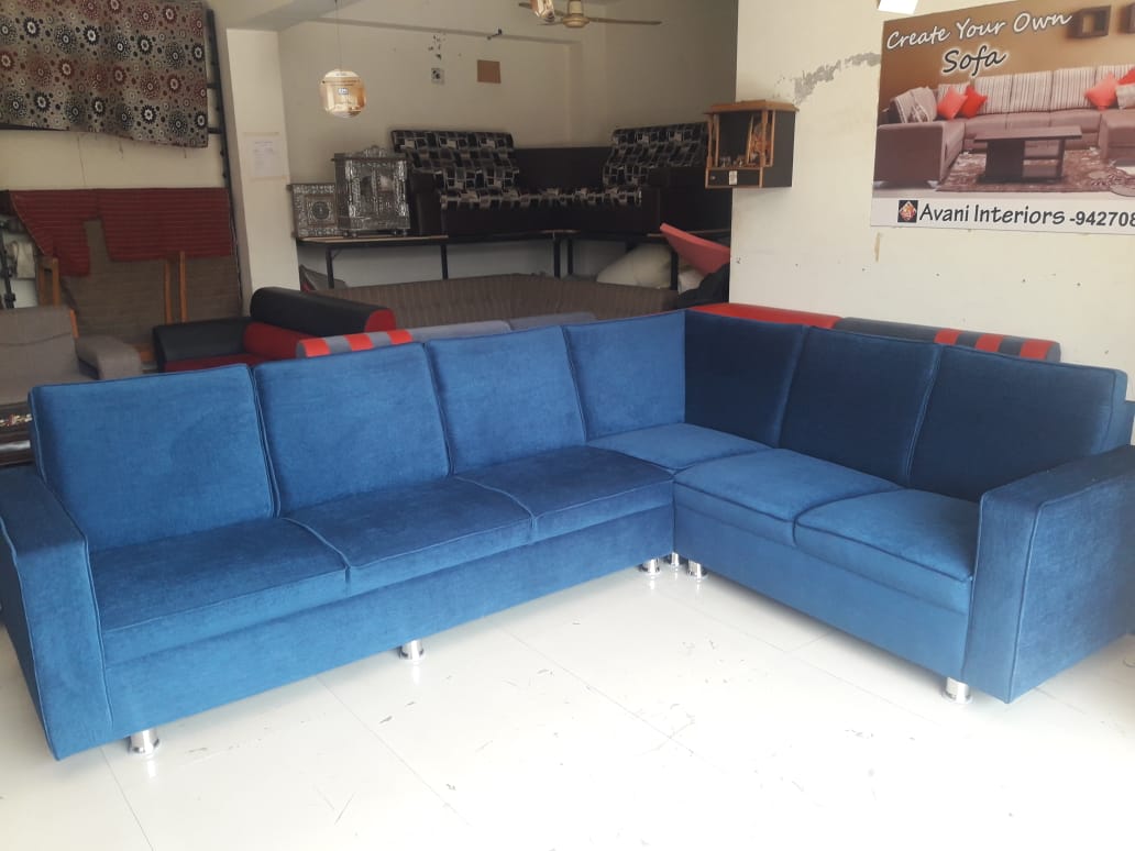 Modern Blue L-Shaped Sofa