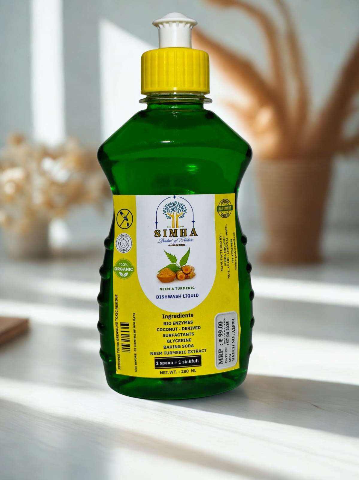Simha Herbal Dishwash Liquid ( NEEM & TURMERIC )