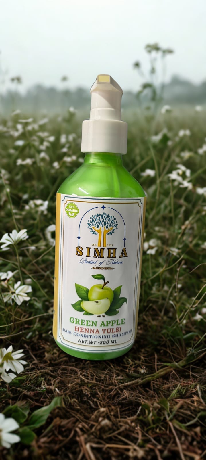 Simha Green Apple Henna Tulsi Shampoo