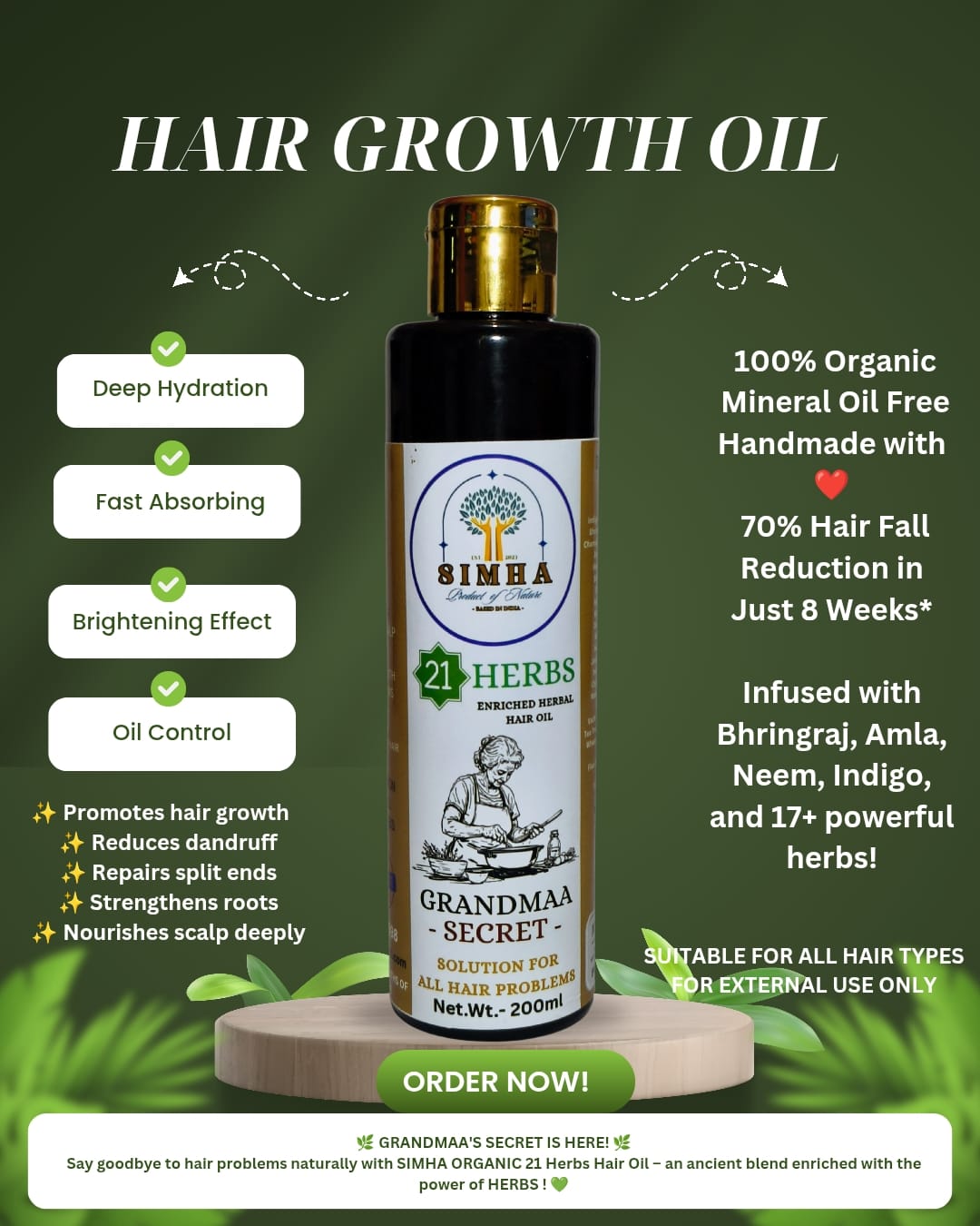 Simha 21 Herbs Enriched Herbal Hair Oil