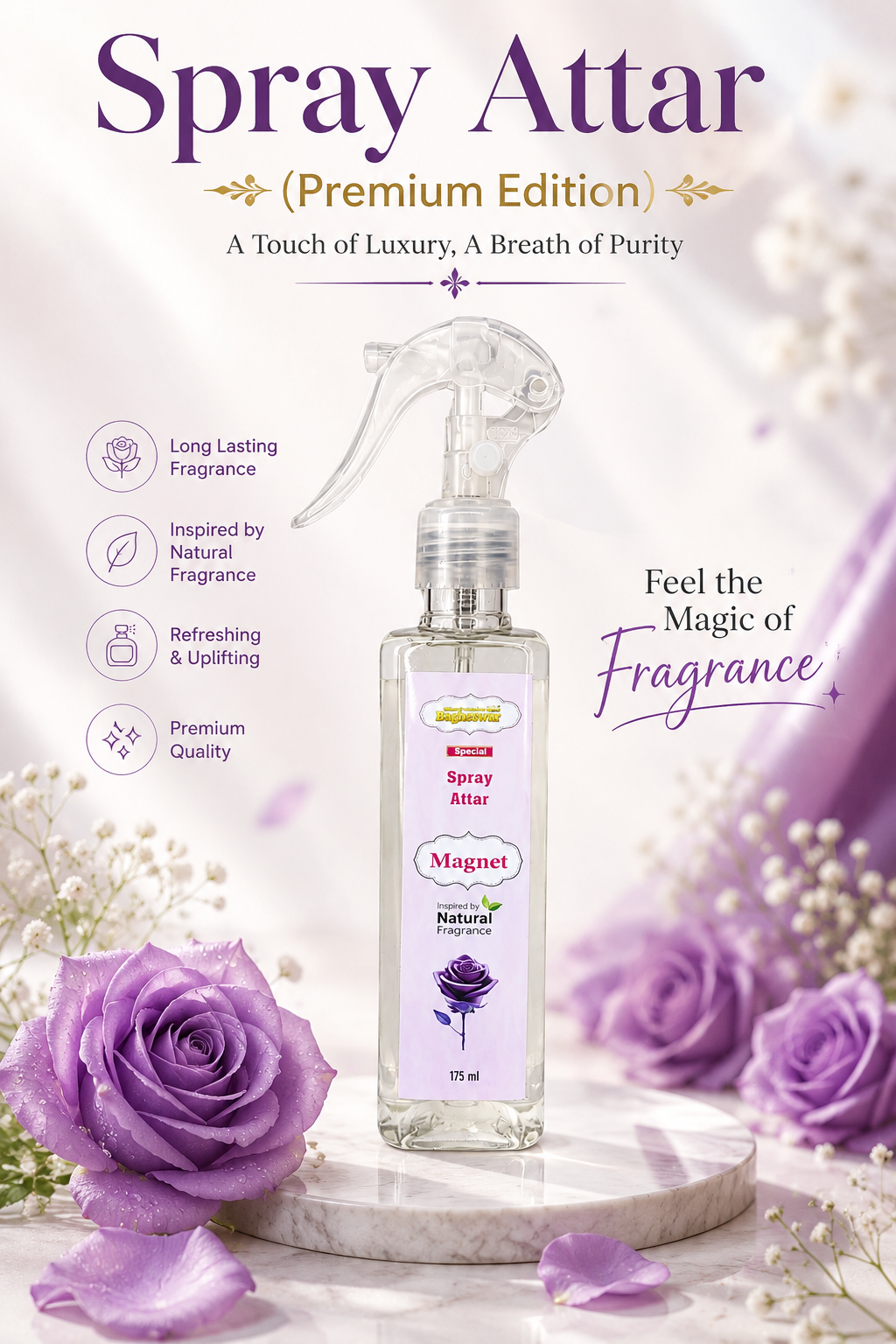 Bagheswar Magnet Premium Spray Attar 175ml  