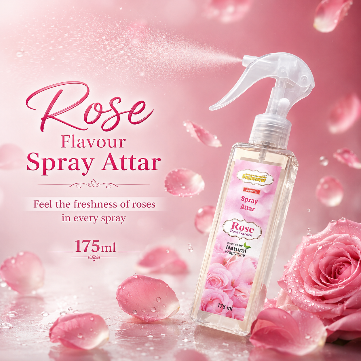 Bagheswar Rose Premium Spray Attar 175ml