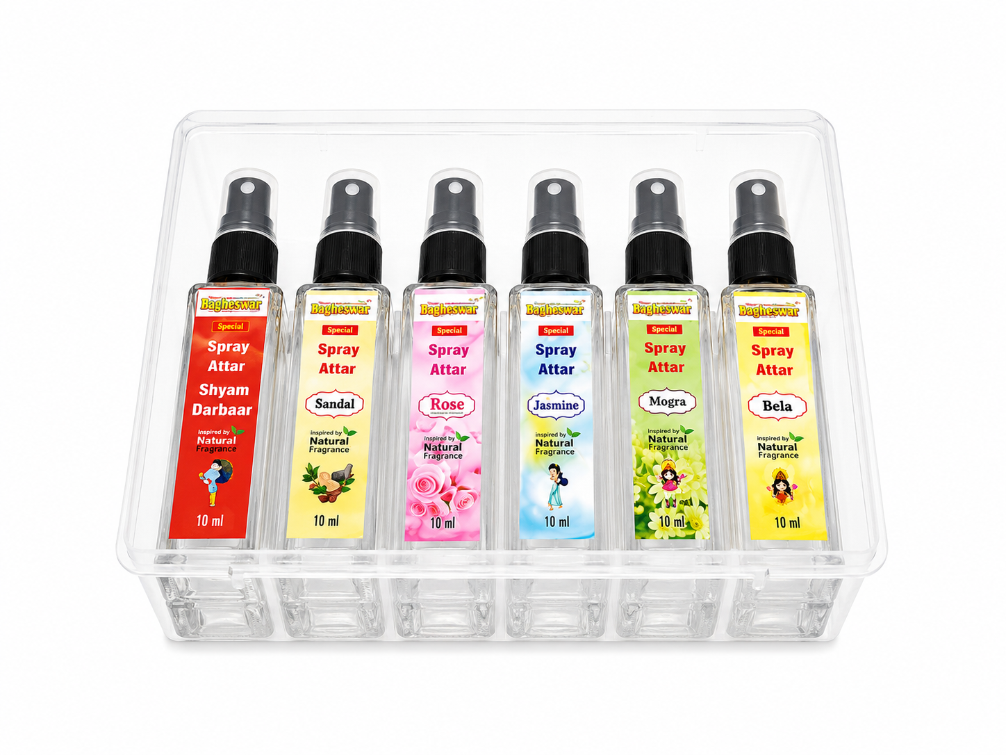 Bagheswar Pooja Spray Attar Set of 6 flavours (pack of 12 Pieces)