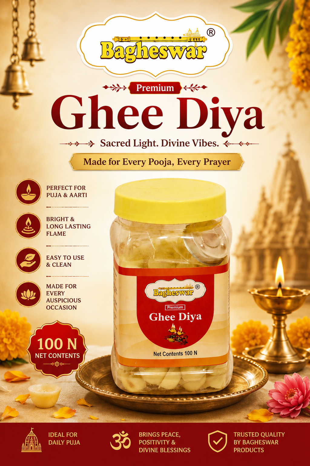 Bagheswar Ghee Diya – 100N