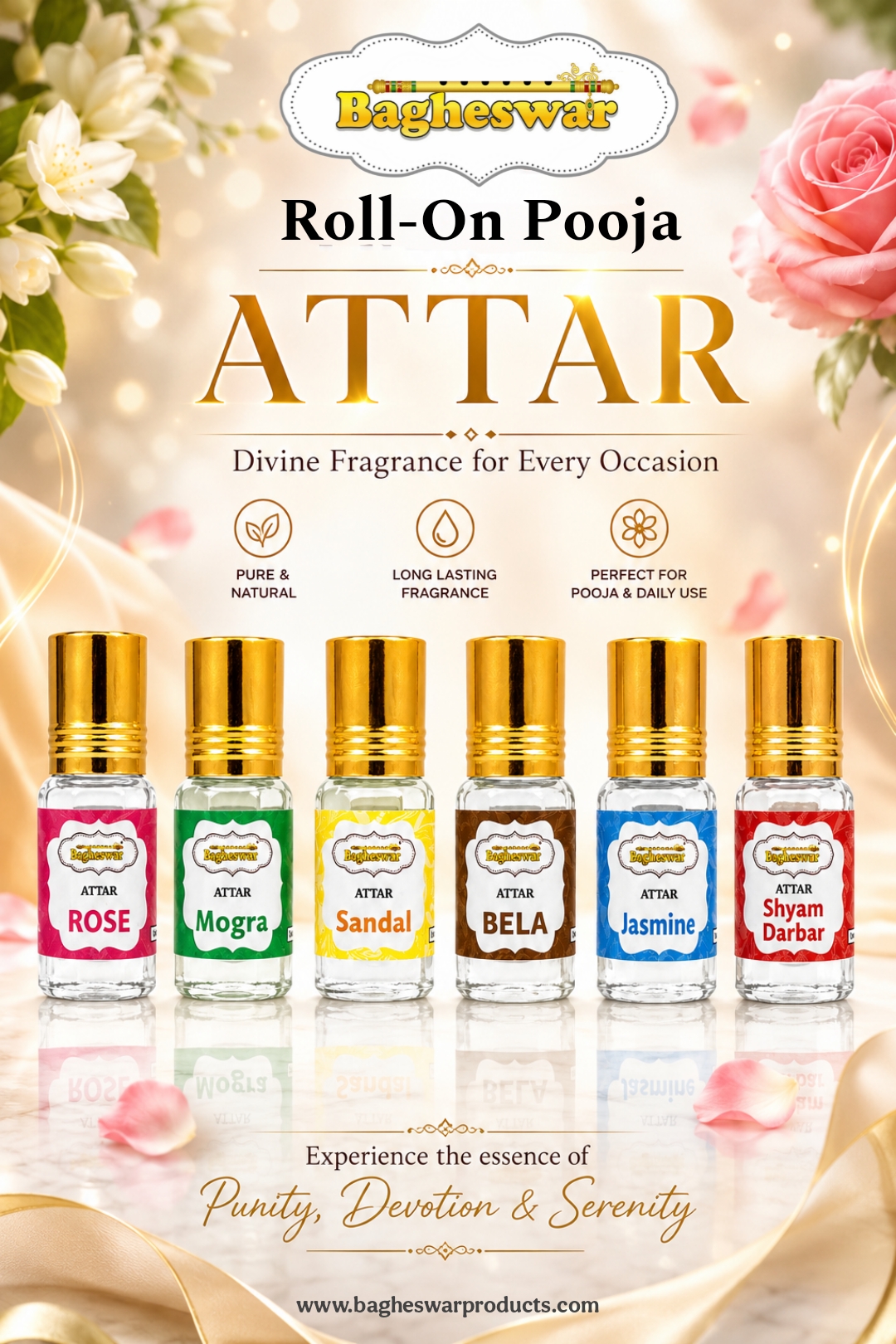 Bagheswar Roll on Attar -5ml (Set of 12 pieces)