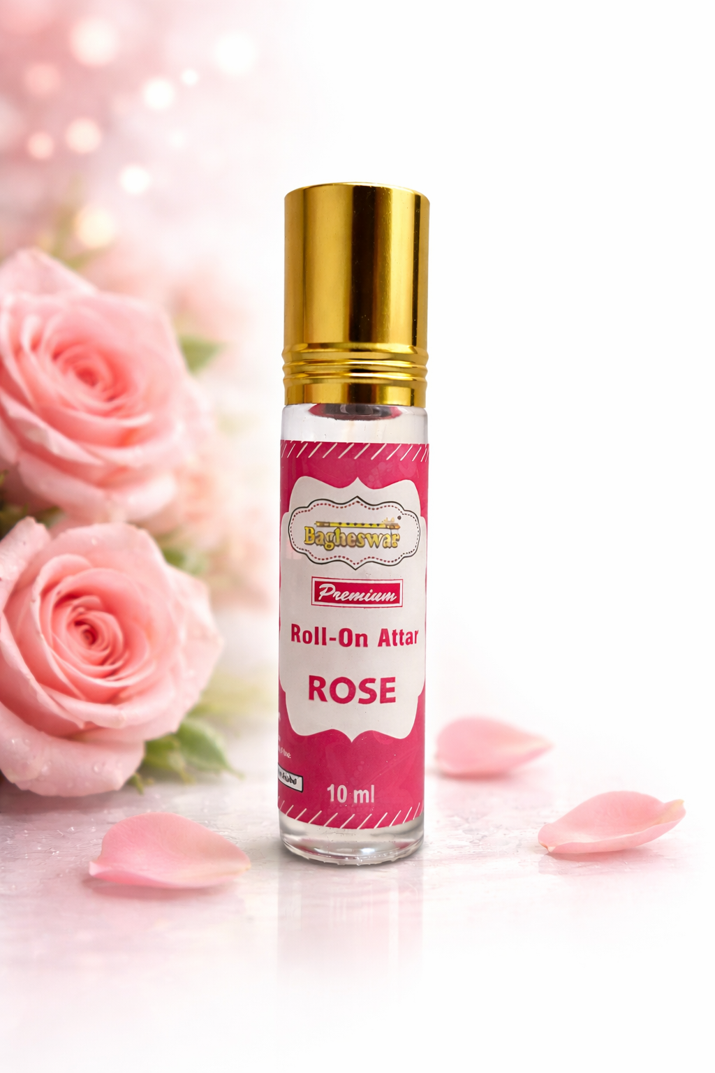Bagheswar Roll on Rose Attar-10 ml (pack of 12 Pieces)