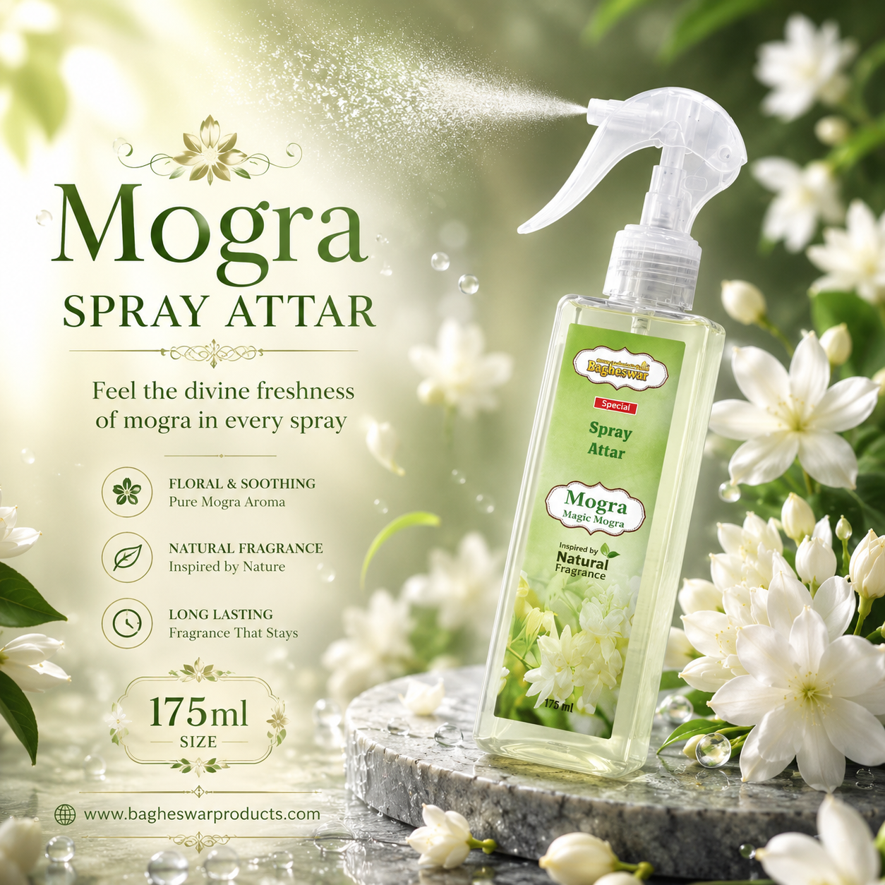 Bagheswar Mogra Premium Spray Attar 175ml