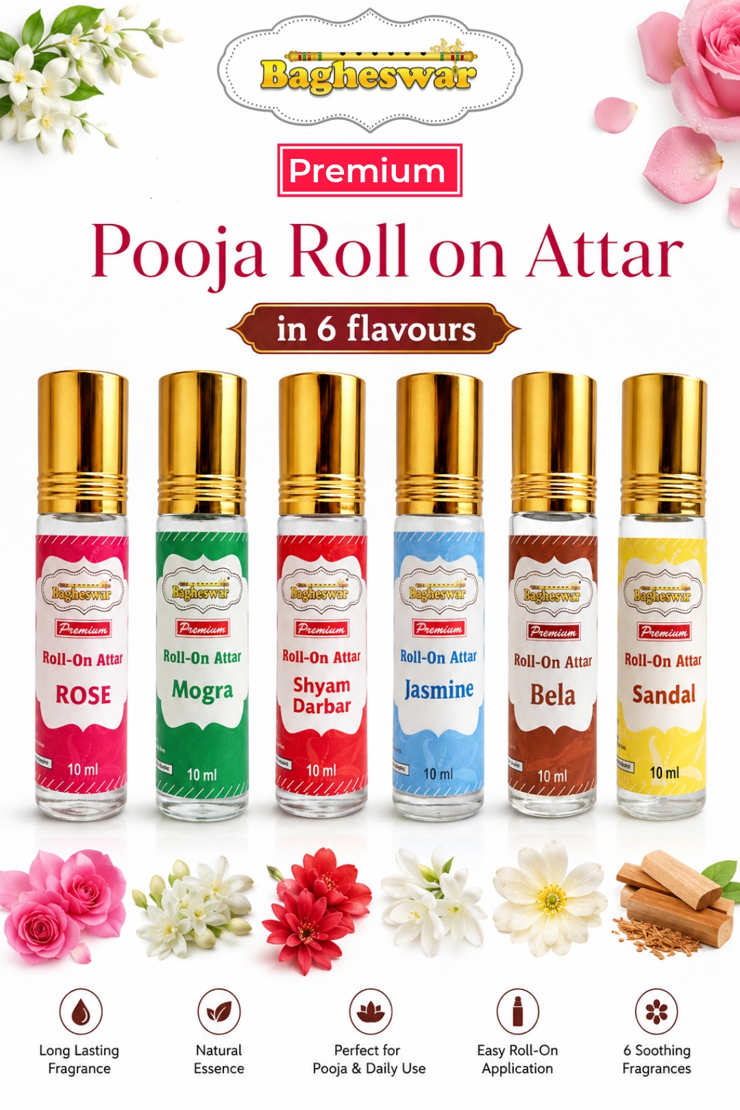  Bagheswar Roll-On Attar Set (pack of 12 pieces)