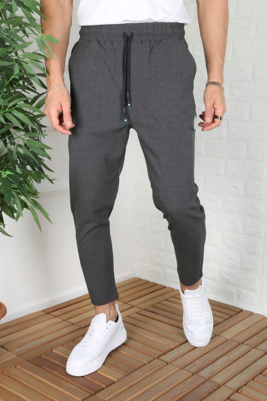 Beige Pinstripe Jogger Pants