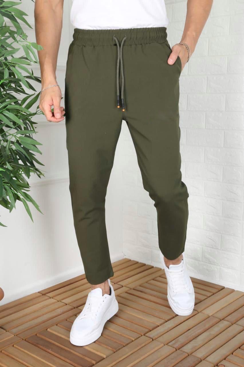Beige Pinstripe Jogger Pants