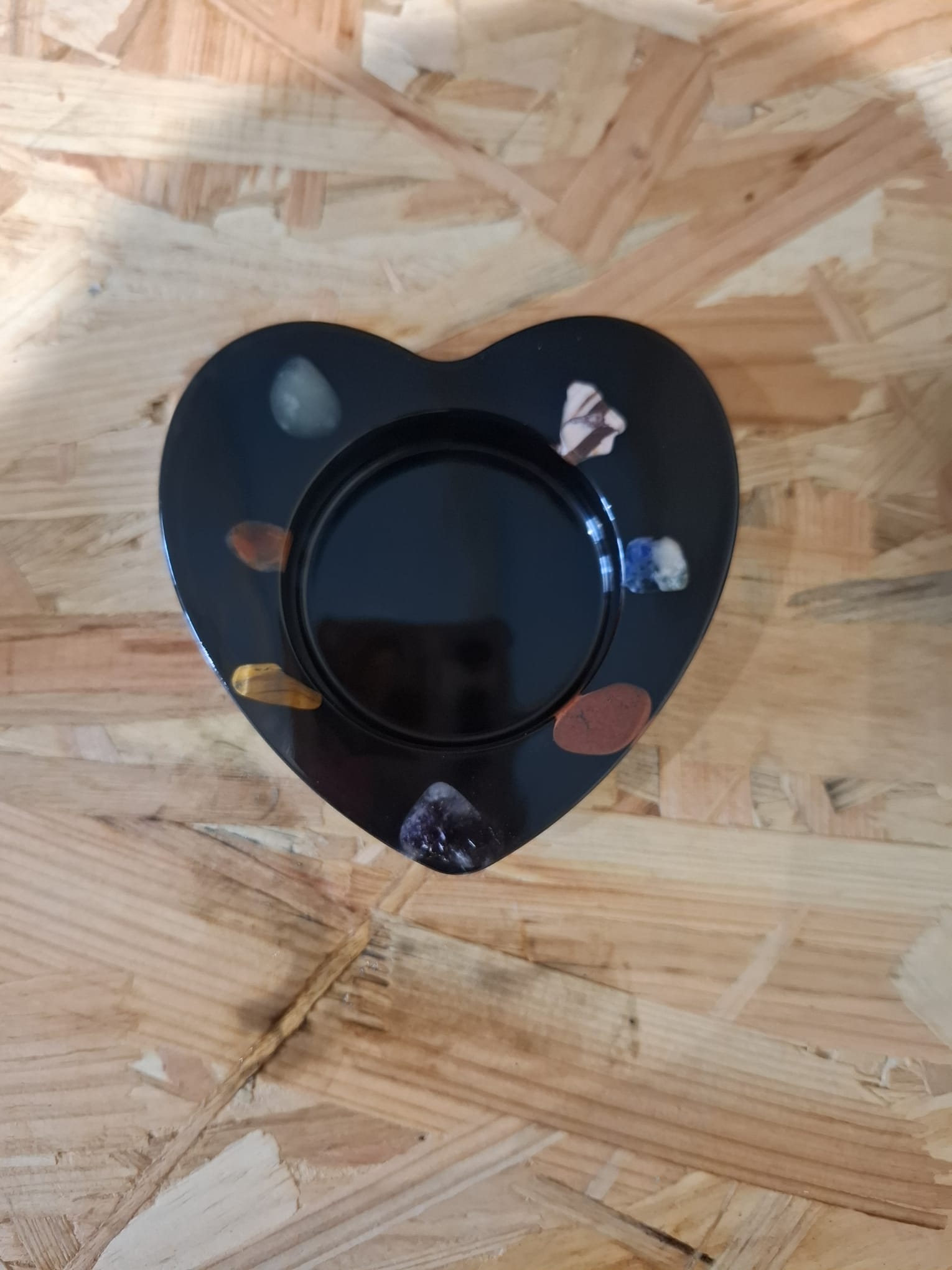 Porte-bougie chauffe plat en forme de cœur 7 Chakras