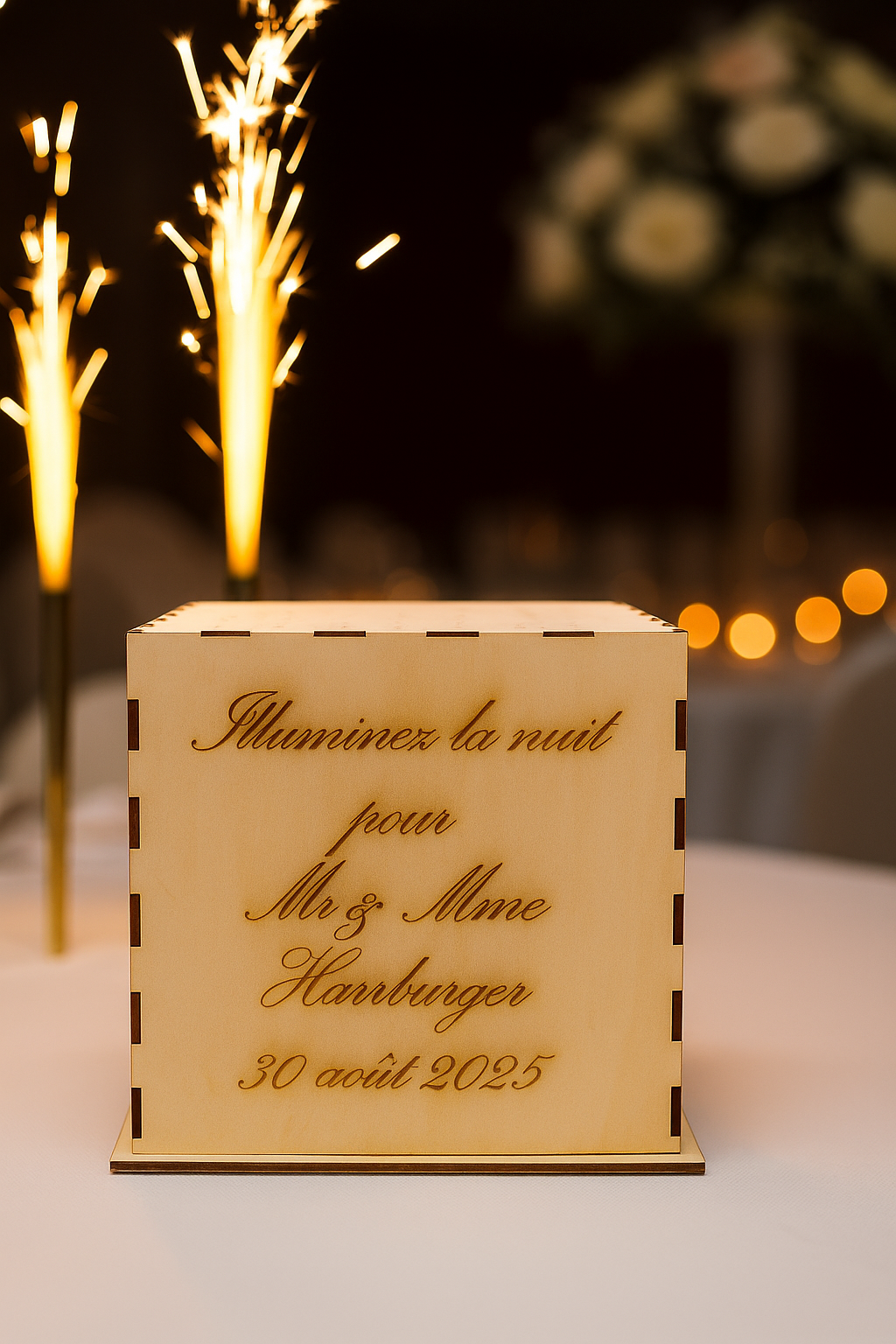 Boite carré support pour cierge magique