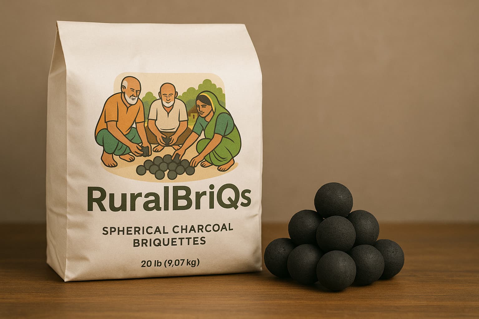 Gift Package RuralBriQs Spherical Charcoal Briquettes - 2 KG