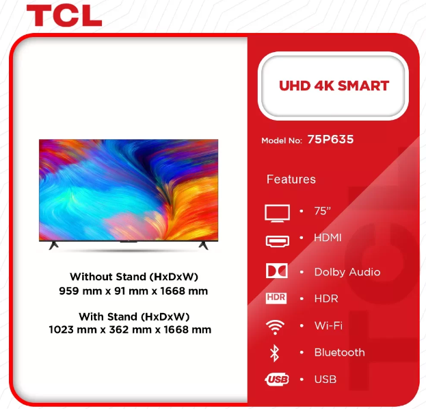 TCL 75" 4K UHD Smart TV