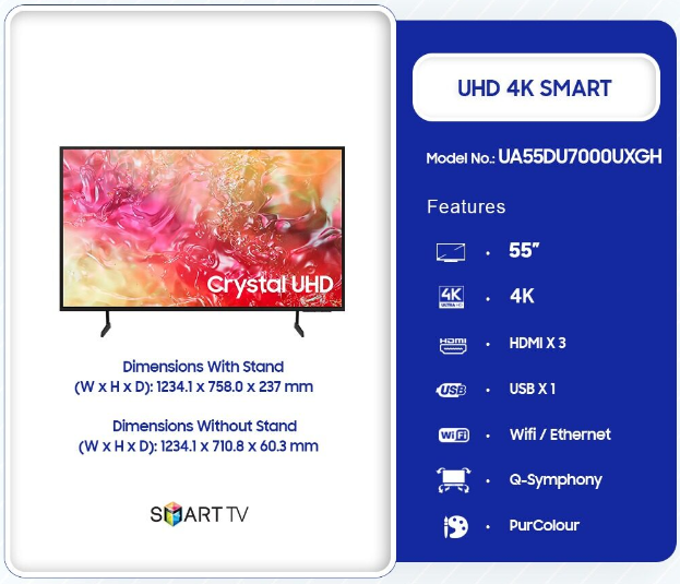 Samsung 55" Crystal UHD Smart TV