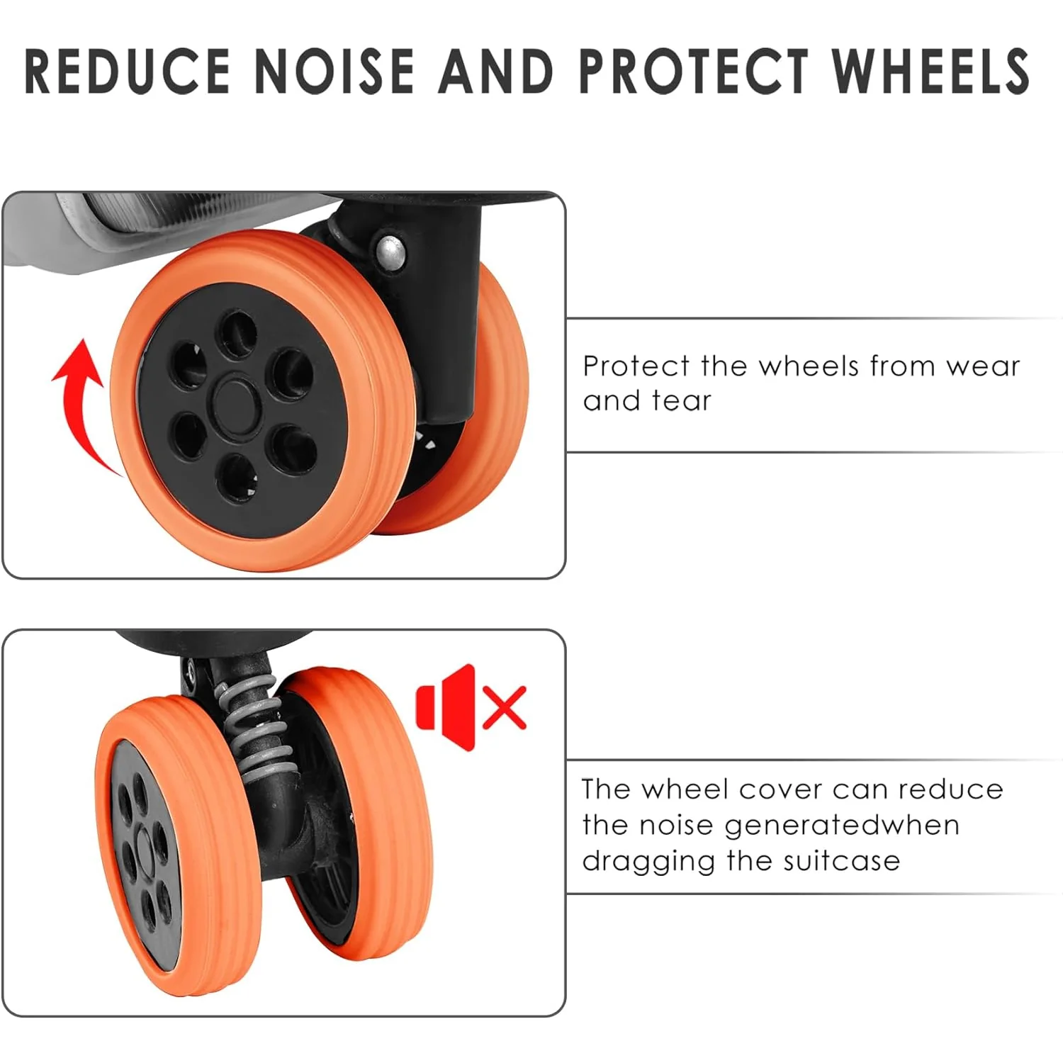 8-Piece Travel Bag Wheel Guards – Silent Roll & Wheel Shield Set