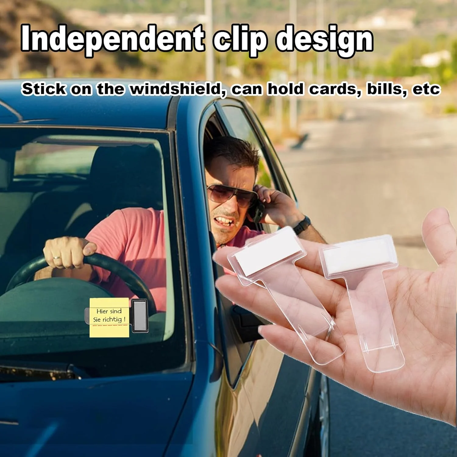 2-in-1 Transparent Car Windshield Card & Fastag Holder – Sleek Ticket Display & Secure Fastag Mount (Set of 2)