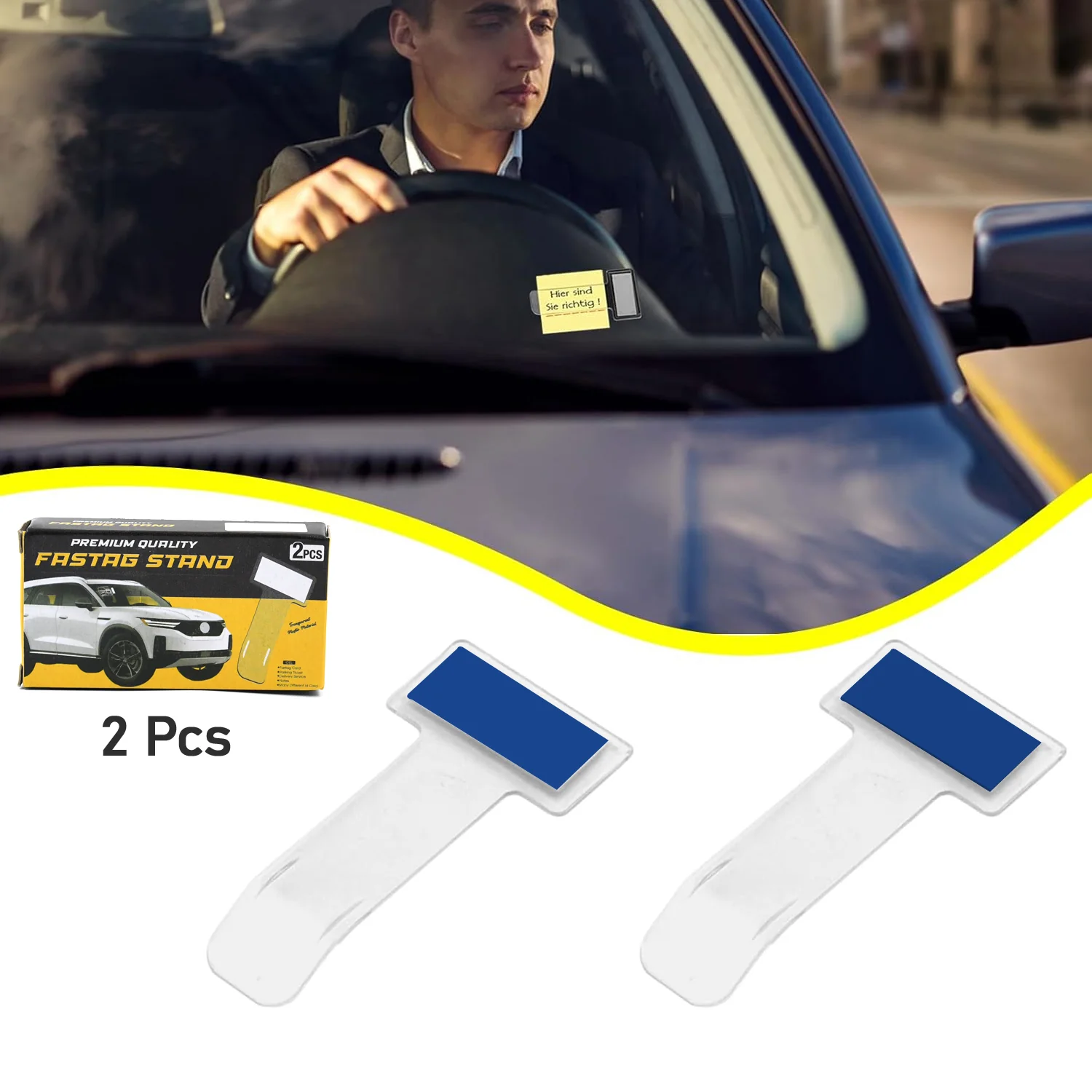 2-in-1 Transparent Car Windshield Card & Fastag Holder – Sleek Ticket Display & Secure Fastag Mount (Set of 2)