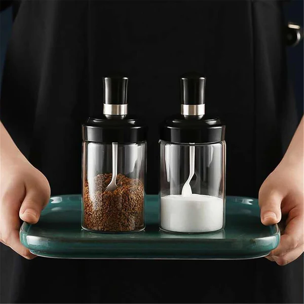 Glass Storage Jar with Built-in Spoon