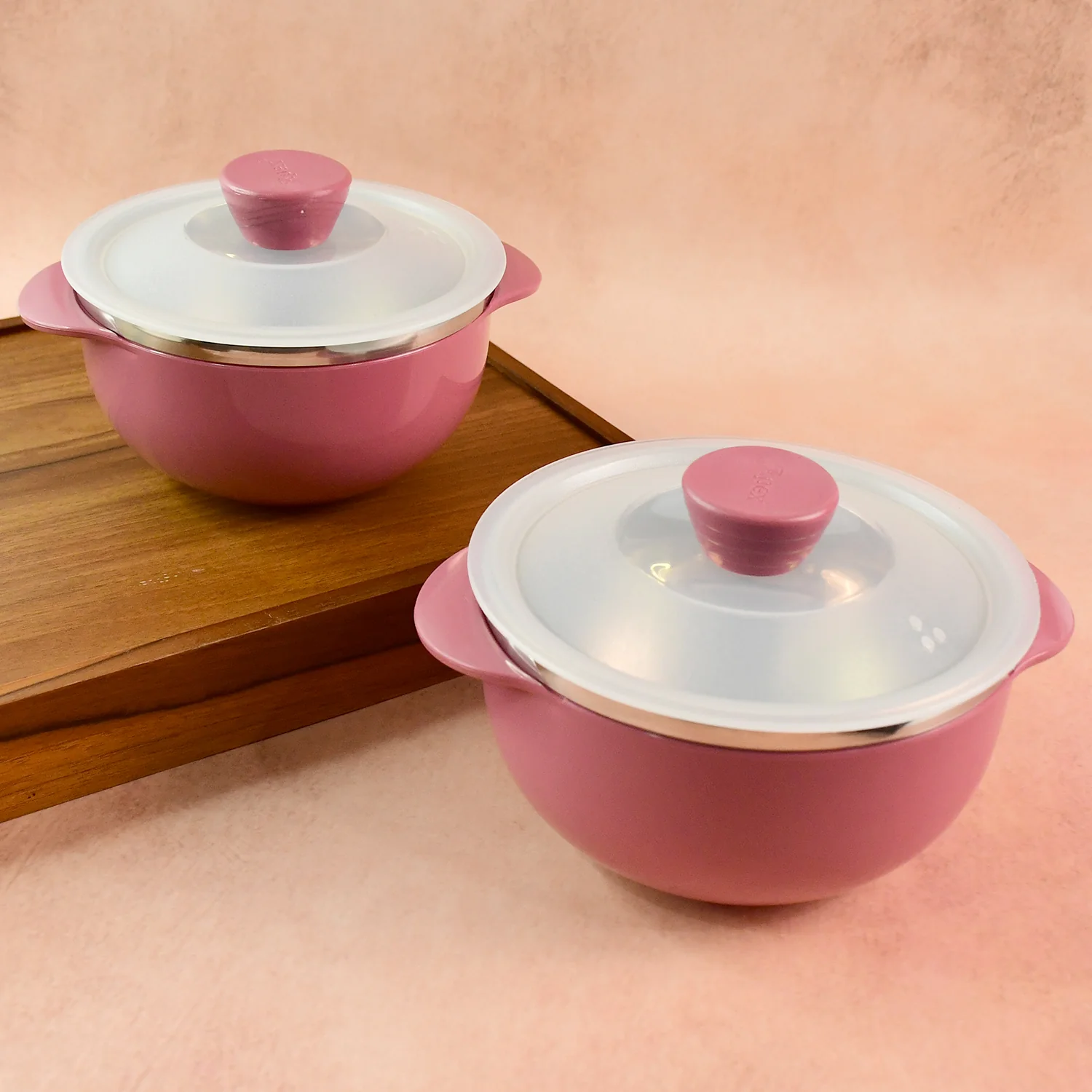 Premium Plastic Serving Bowl Set with Lids (2 Pc)