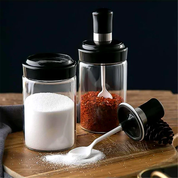 Glass Storage Jar with Built-in Spoon