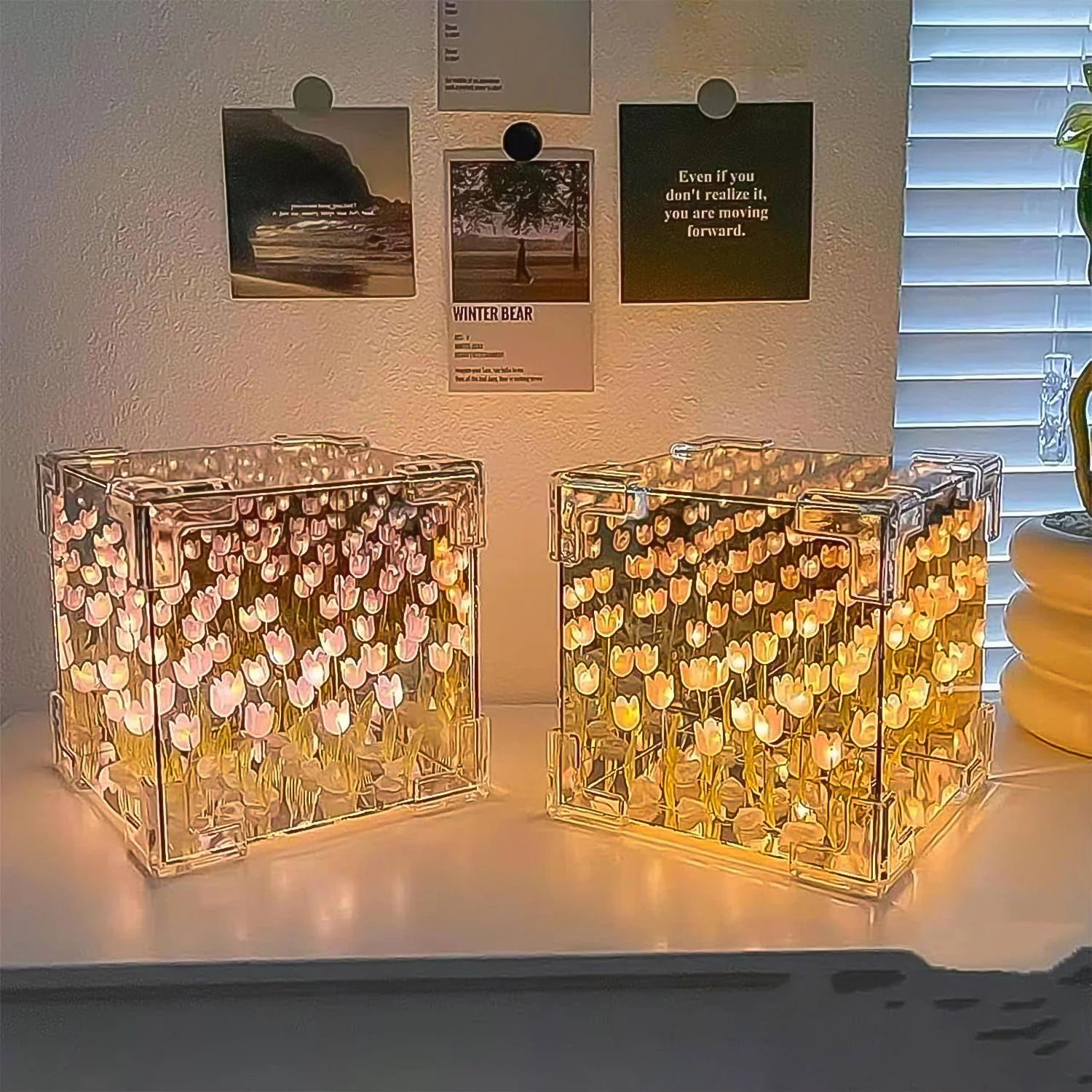 LED Tulip Flower Cube Lamp