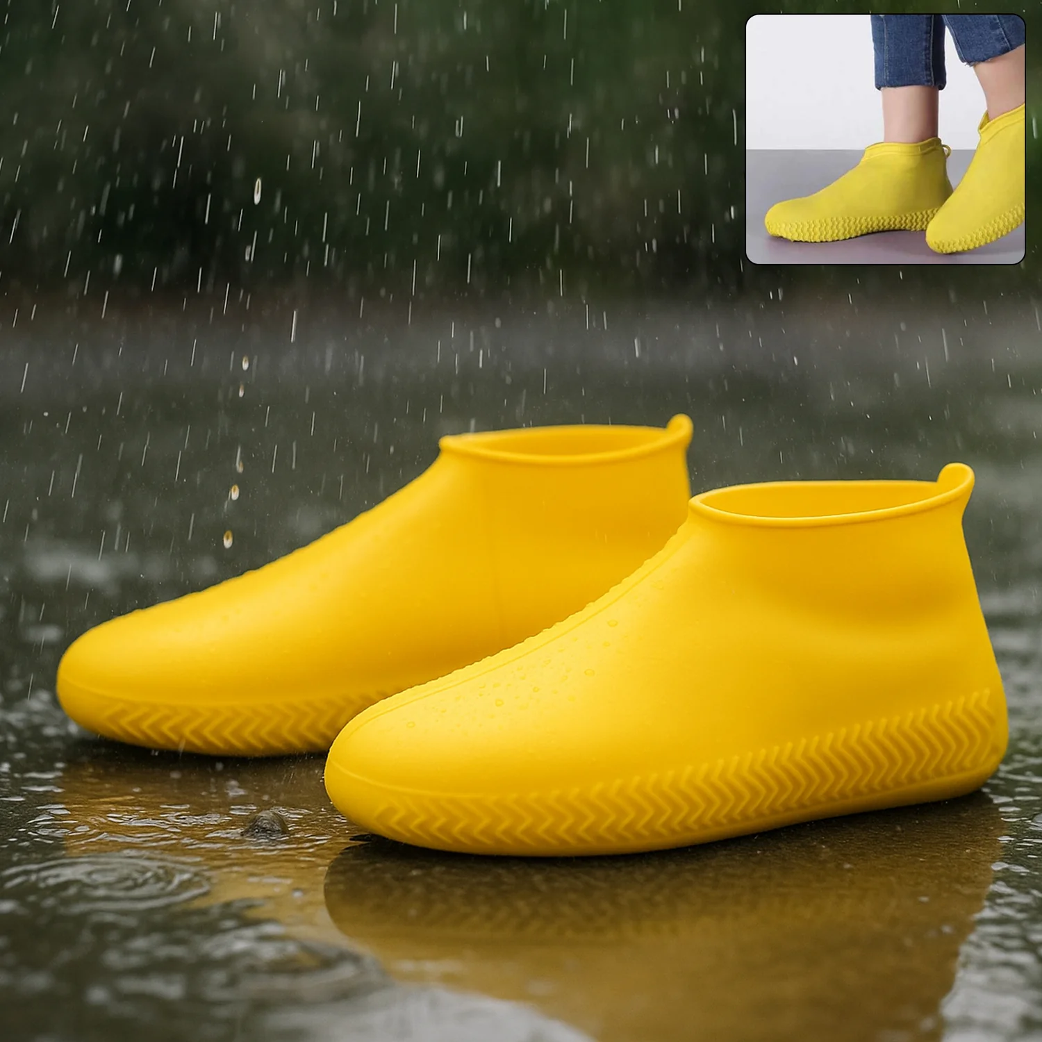 Yellow Waterproof Shoe Covers (Medium)