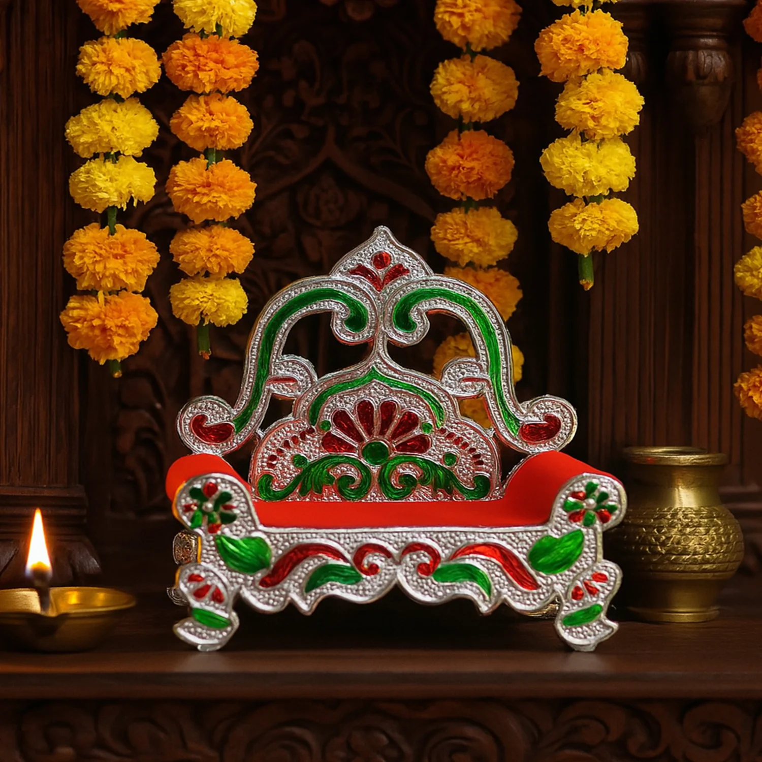Decorative Wooden Handcrafted Singhasan
