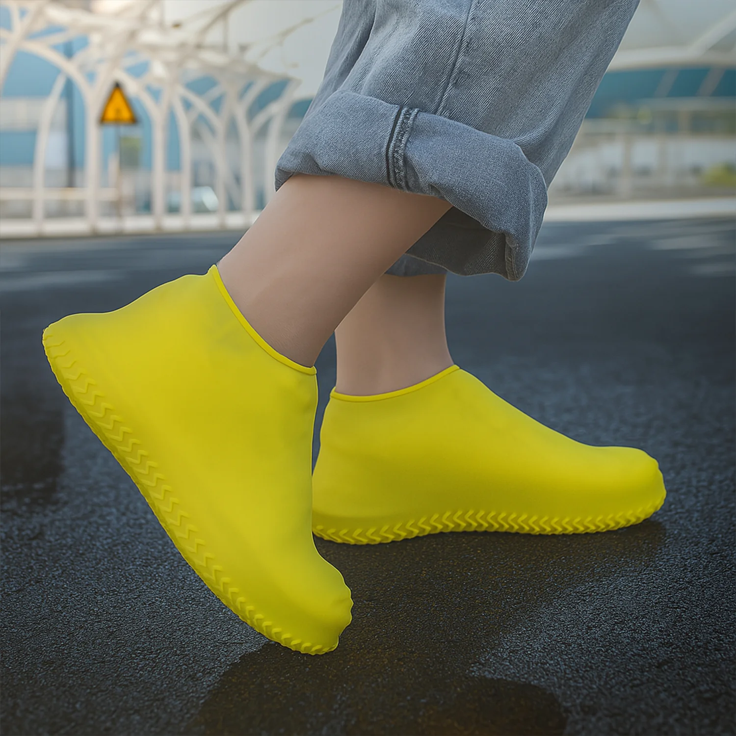 Yellow Waterproof Shoe Covers (Medium)
