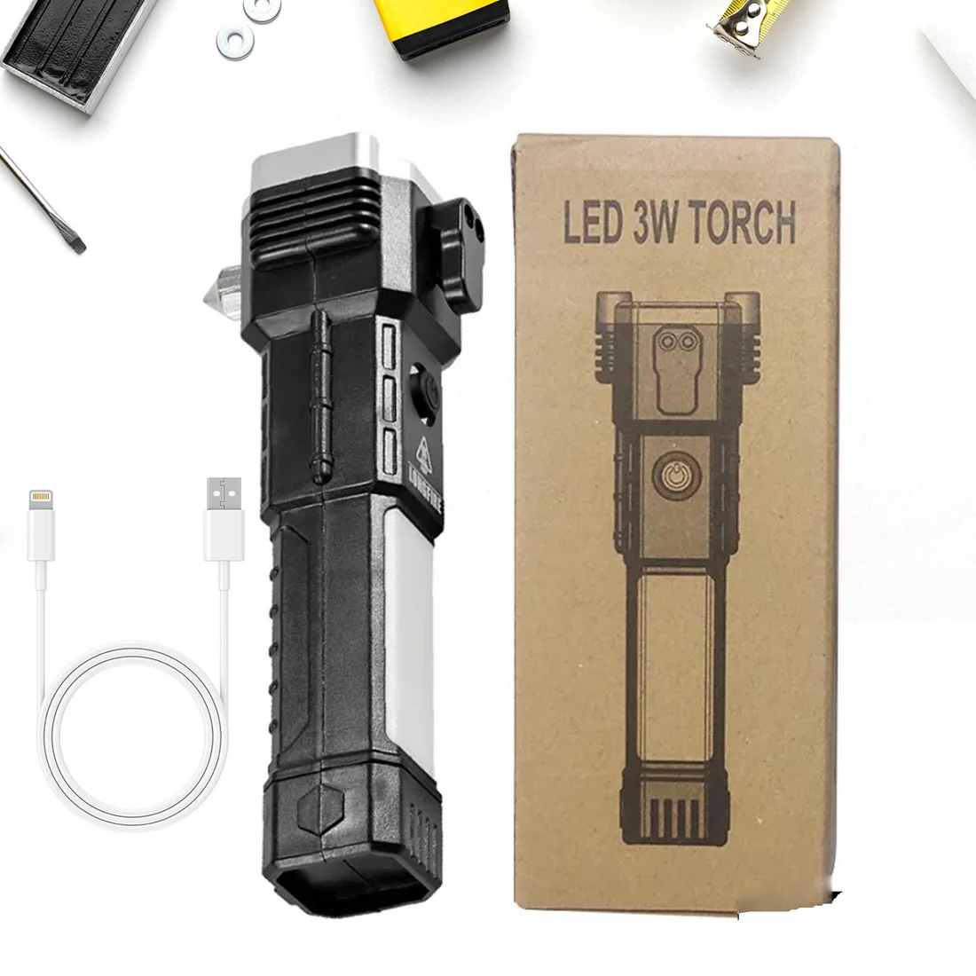 Portable 3W Rechargeable LED Torch Flashlight.