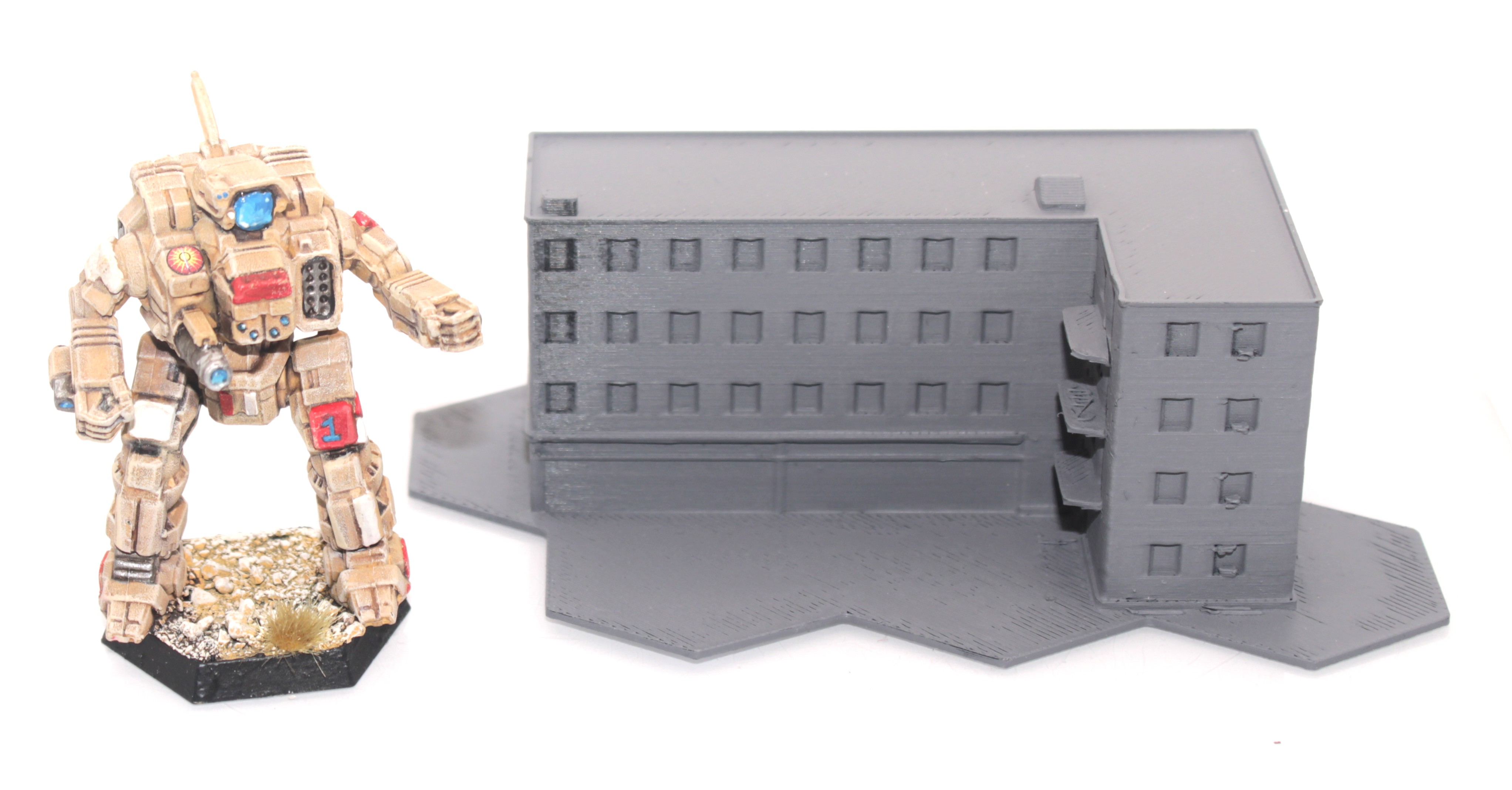 BattleTech Hexed Apartment Building with Shops