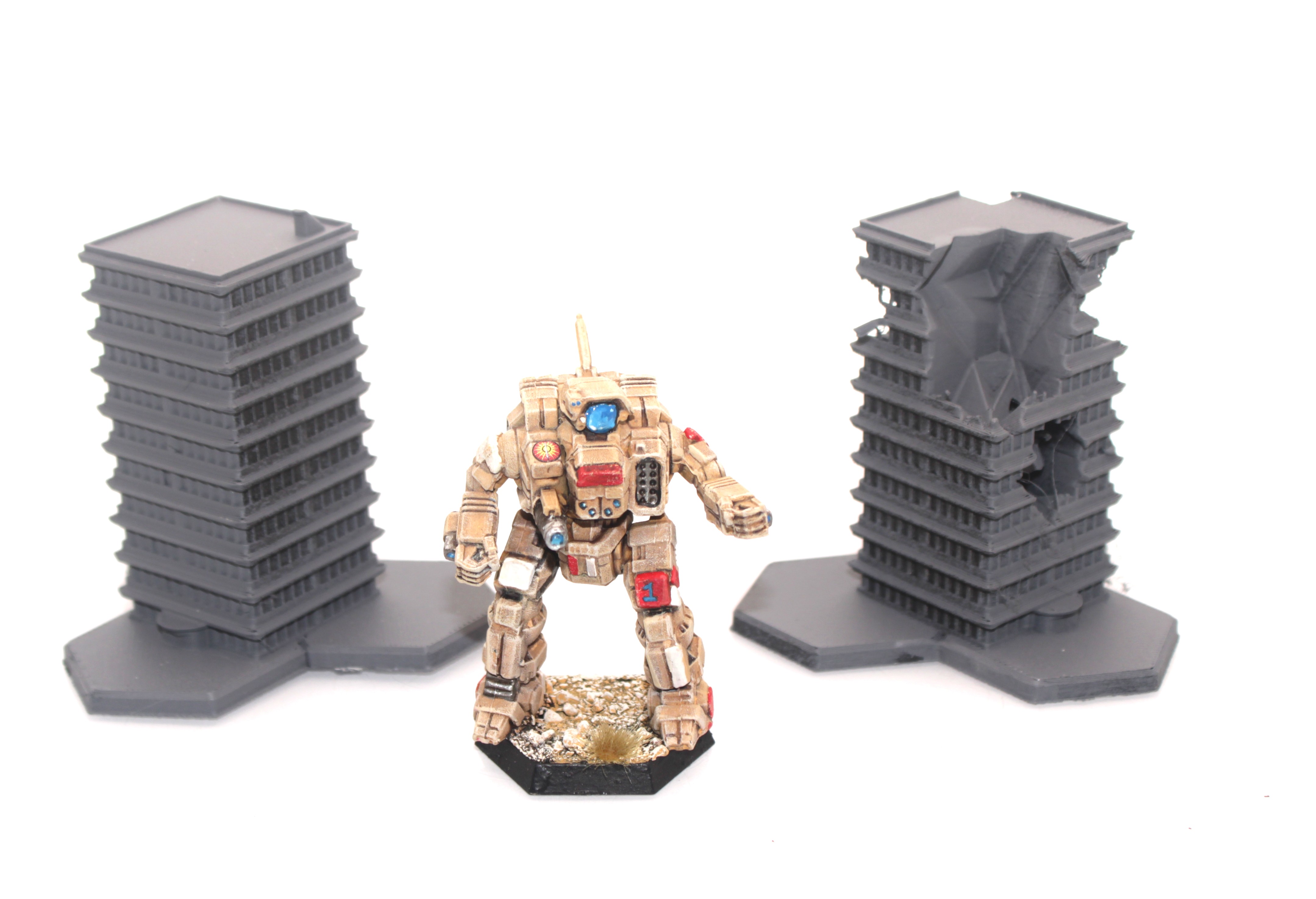 Battletech Office Tower Damaged and Undamaged 