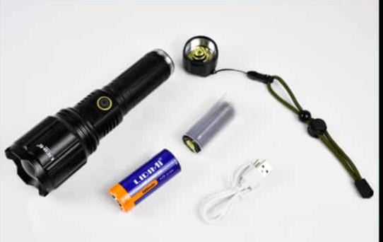Linterna Profesional de 60W con Indicador de Carga y Enfoque Telescópico