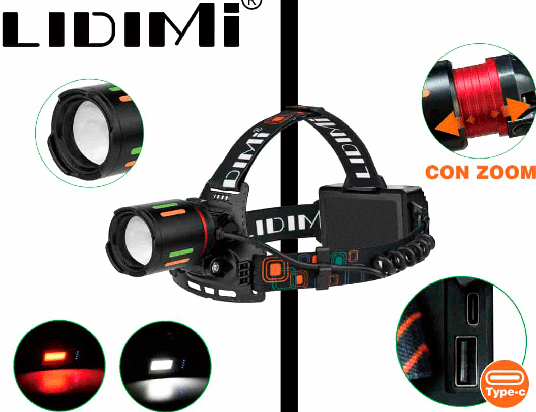Linterna de Cabeza Lidimi LD-L1357C (Triple Batería)