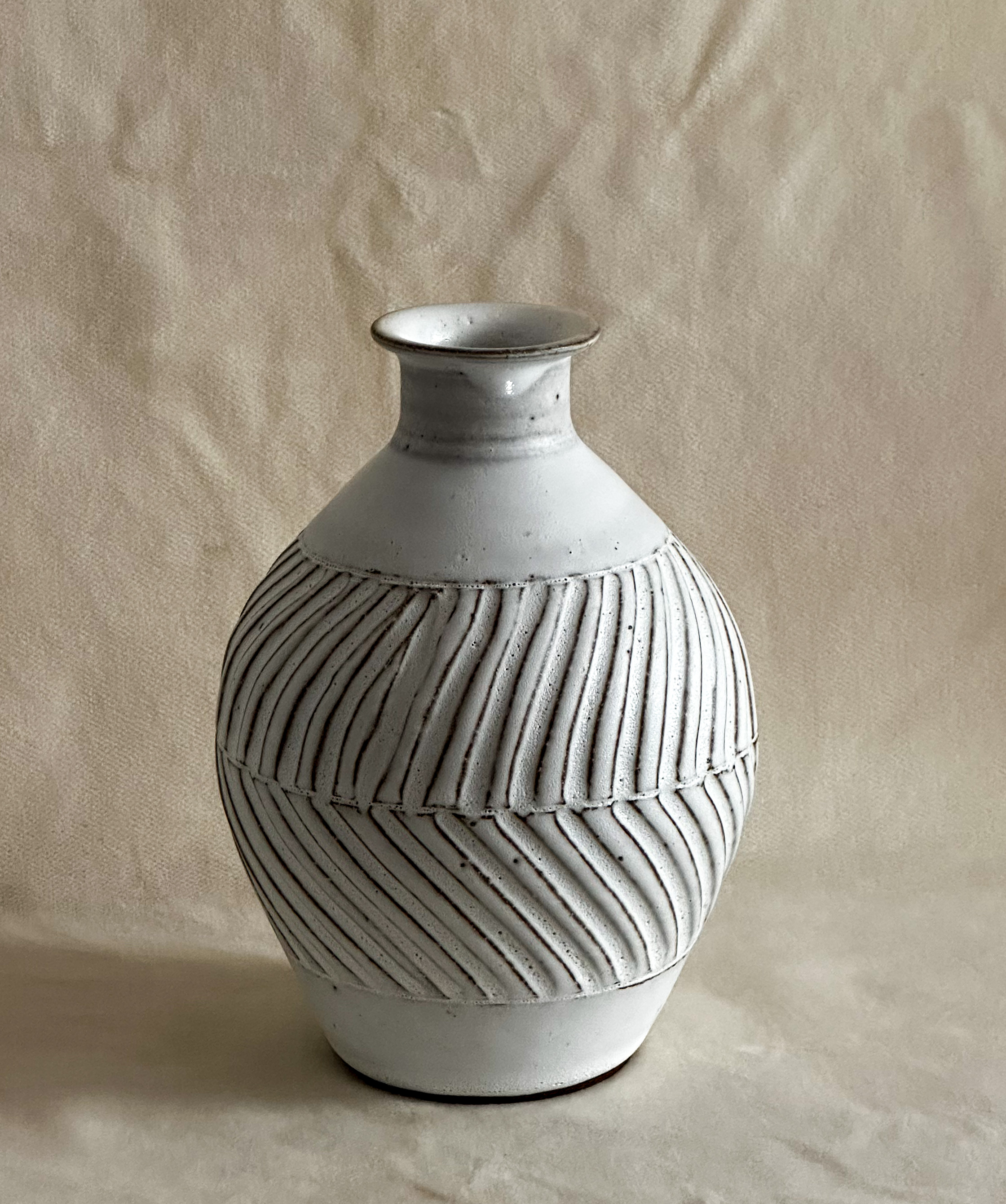 Carved Vase in White